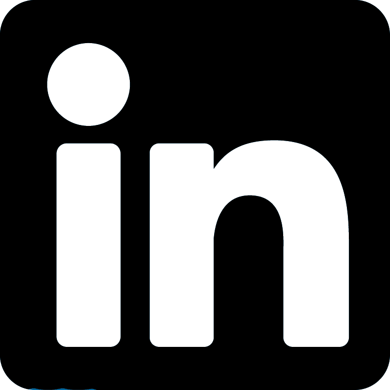 Linkedin logo in black.